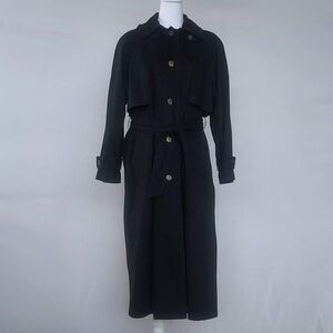 Jacqueline Ferrar Women’s Single-Breasted Maxi Trench with Belt 10Petite Black